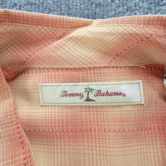 Tommy Bahama Shirt Mens‎ XL Orange Plaid Long Sleeve Button Up Beach Summer - Picture 5 of 7